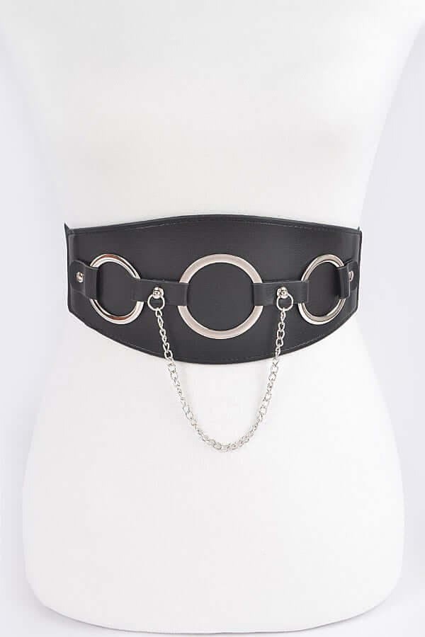 O-Ring Faux Leather Chain Belt