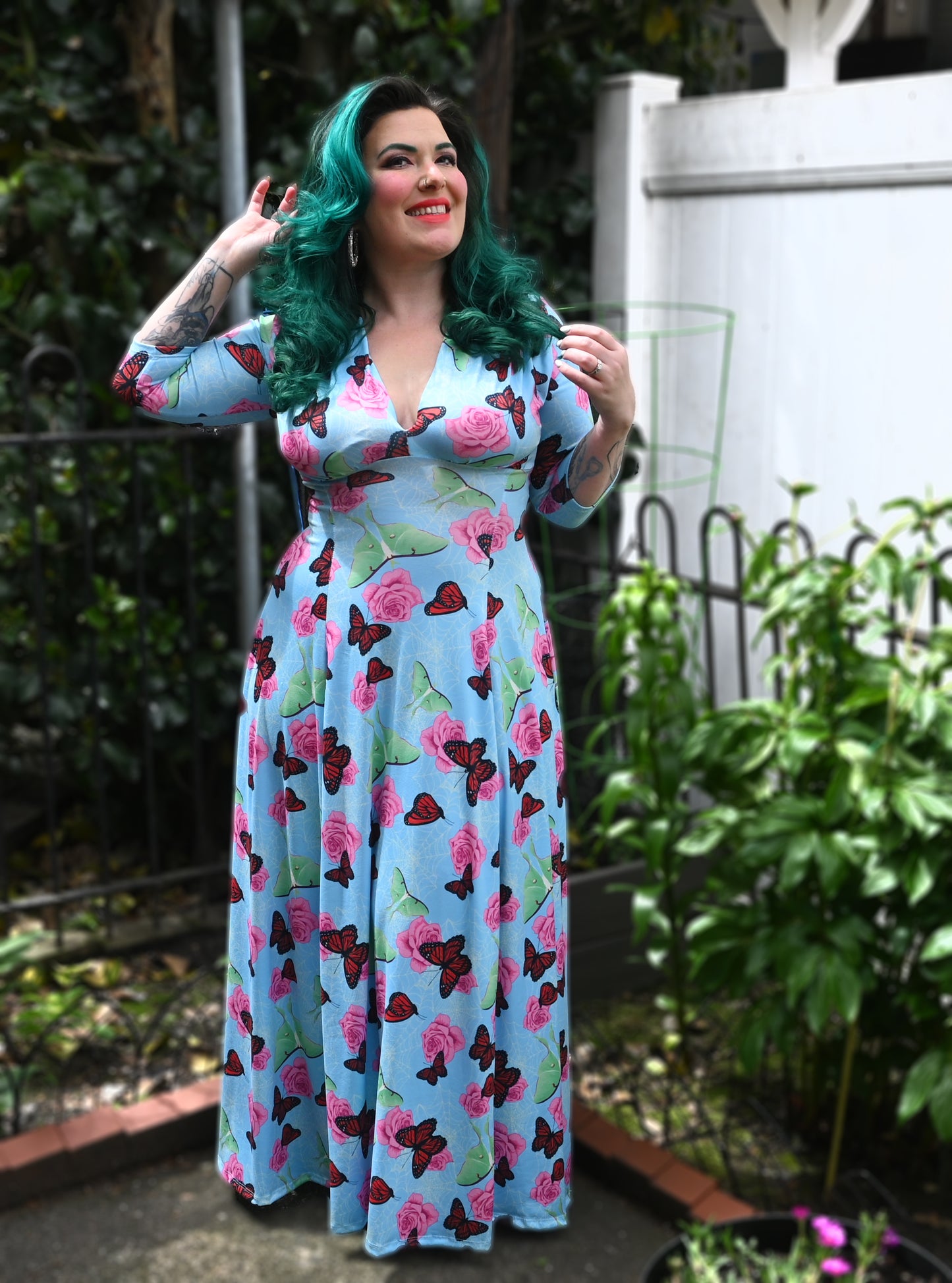 Raquel 3/4 Sleeve Victorian Arboretum Maxi dress