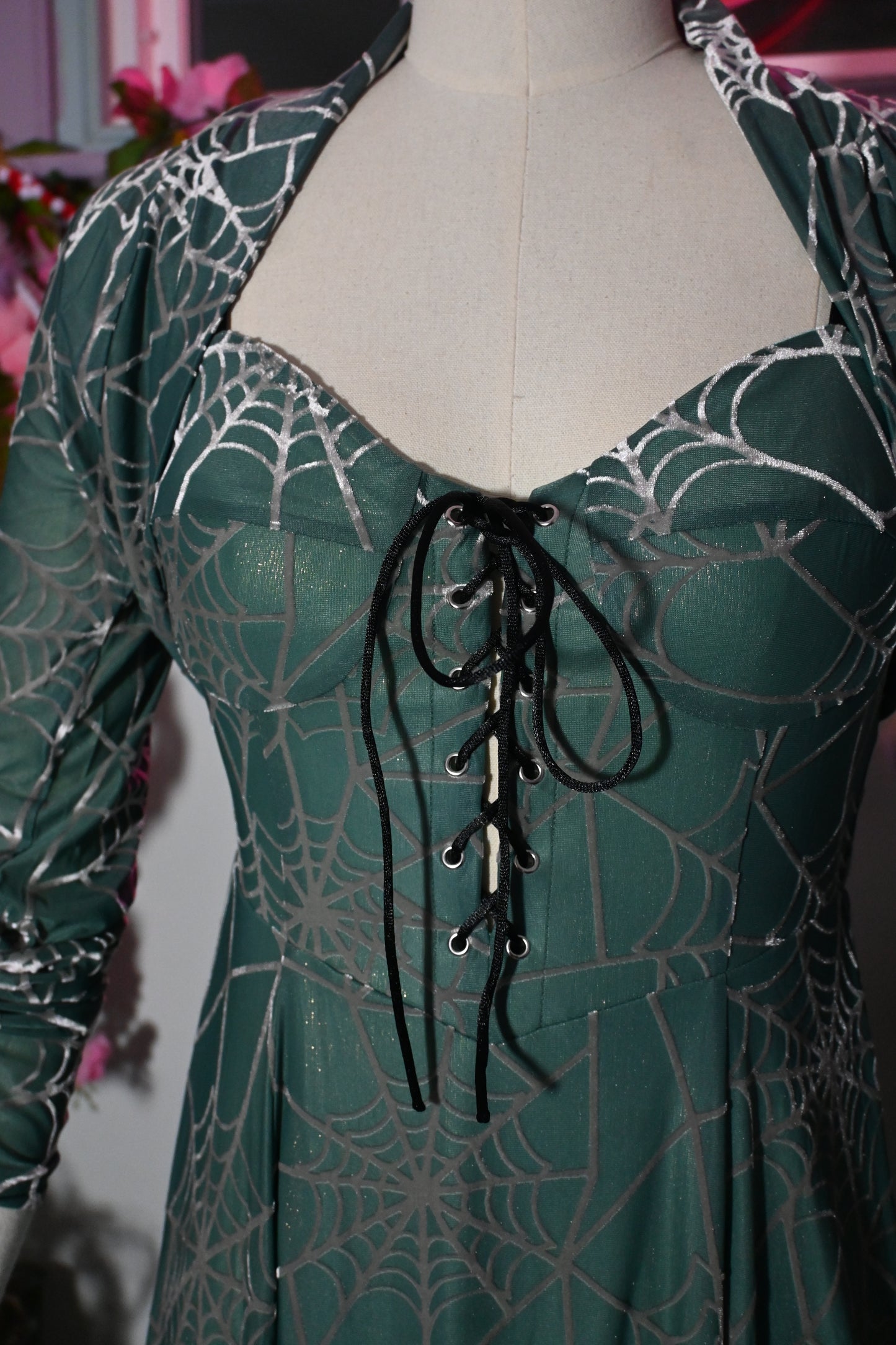 *PRE ORDER* Willow Spiderweb Maxi Dress and Bolero in Mermaid Green