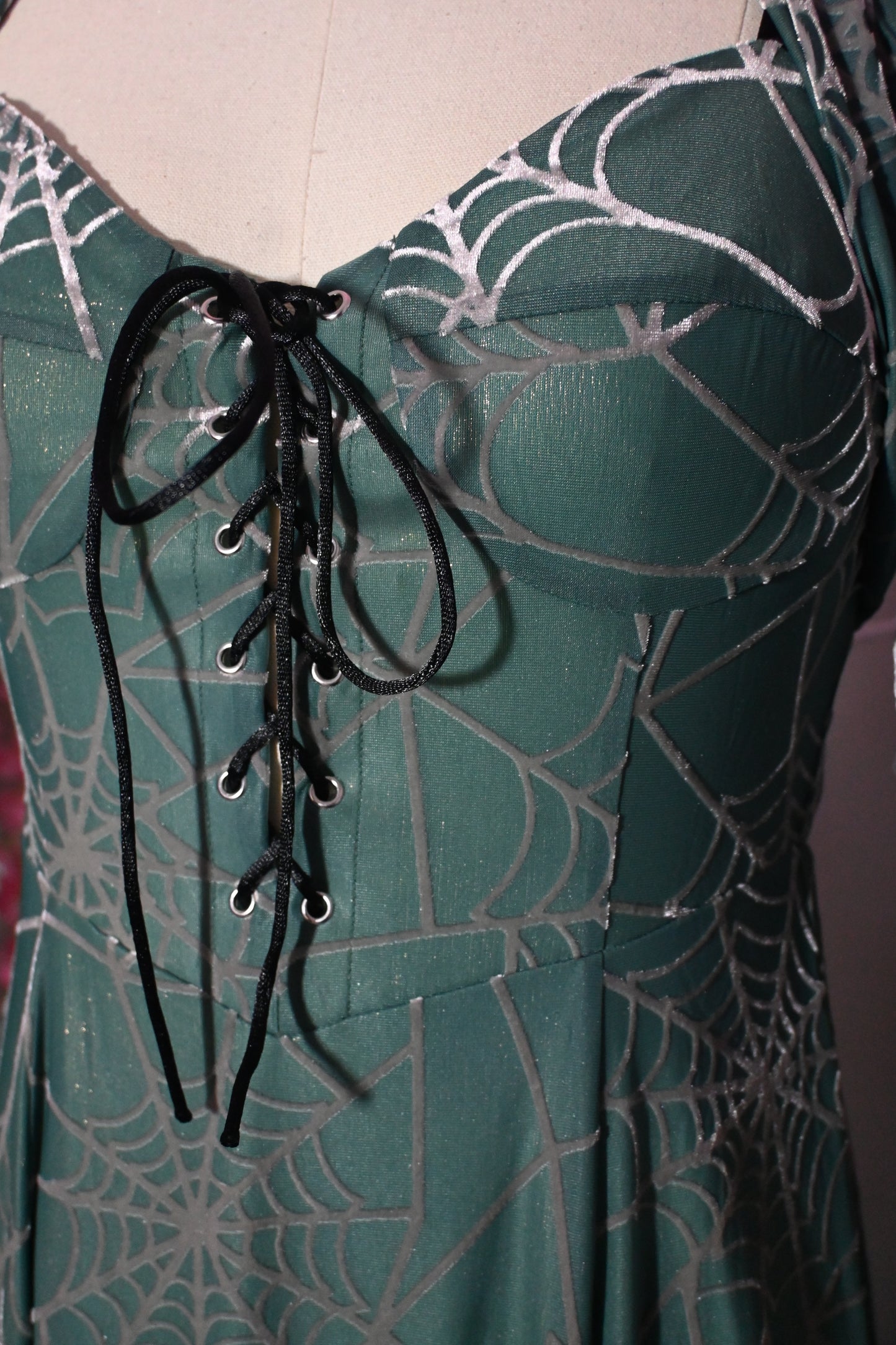 Willow Spiderweb Maxi Dress and Bolero in Mermaid Green