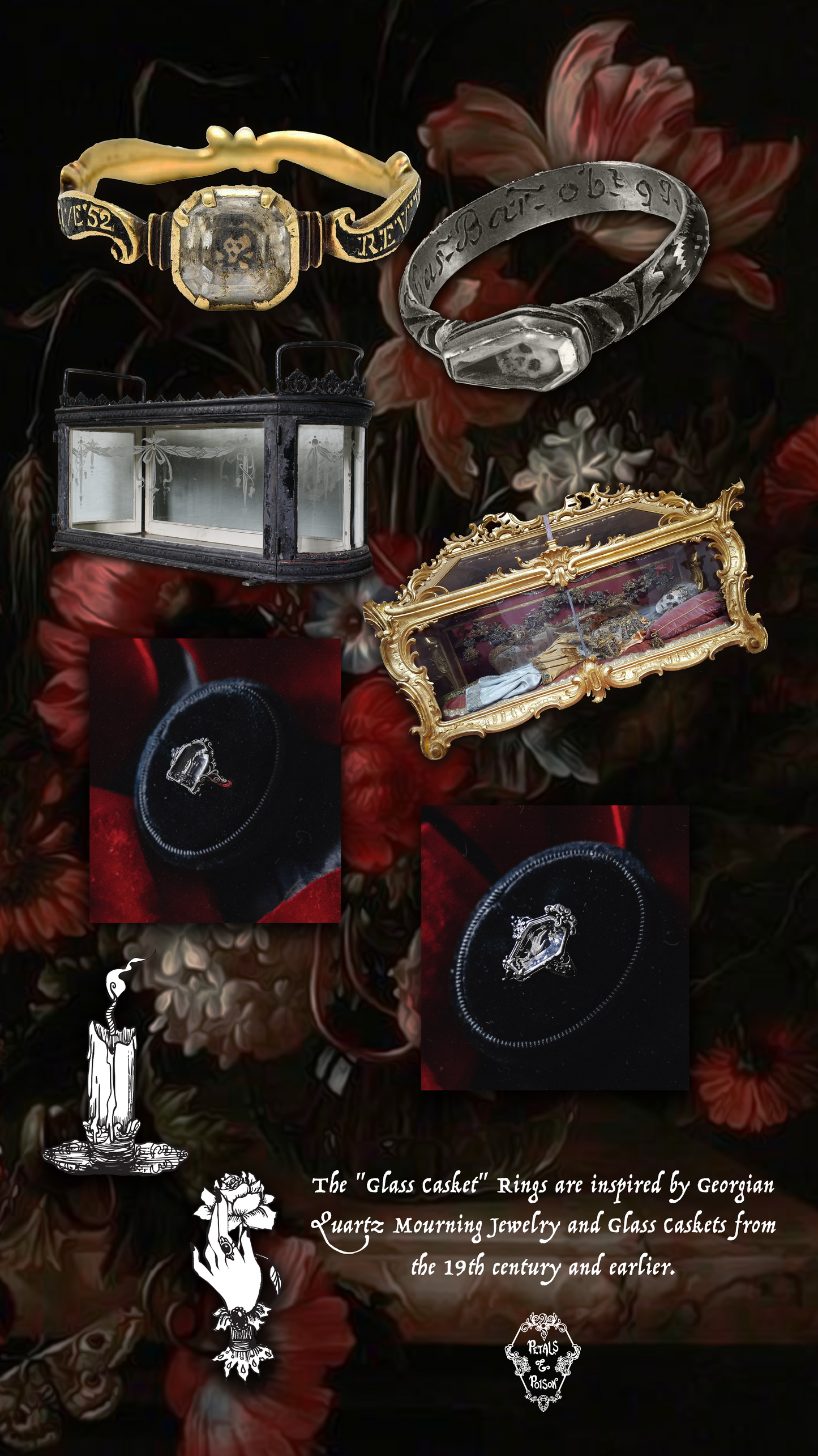 The "Mourning Candle” Glass Casket Ring by Petals and Poison
