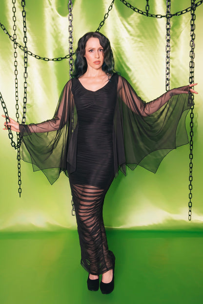 Heather Ruched Cape Wiggle by Weasel Wear