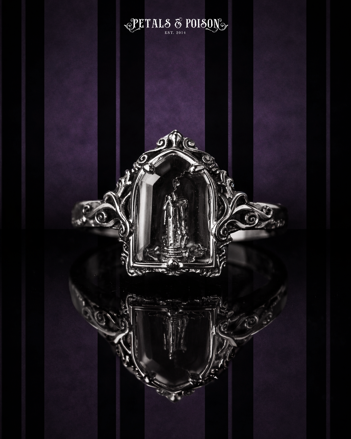 The "Mourning Candle” Glass Casket Ring by Petals and Poison