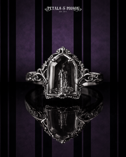 The "Mourning Candle” Glass Casket Ring by Petals and Poison