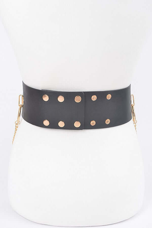 Faux Leather Belt with ring and chan details