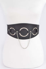 O-Ring Faux Leather Chain Belt