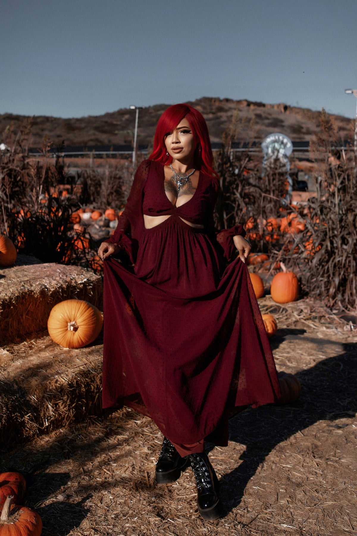 Eclipse Dress in Burgundy by Lively Ghosts