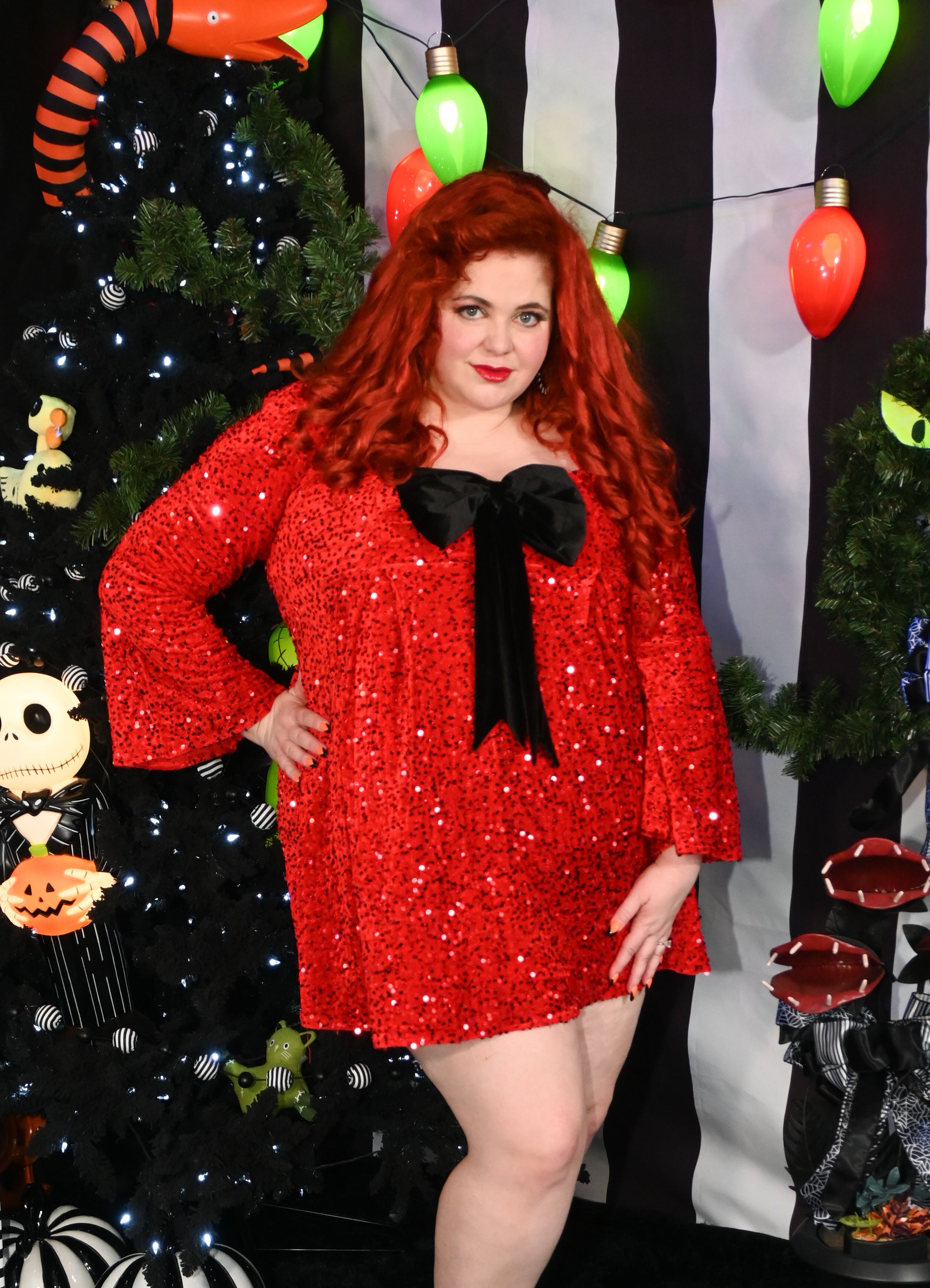Priscilla 60's Mini Dress in Red Sequin Velvet Priscilla 60's Mini Dress in Red Sequin Velvet