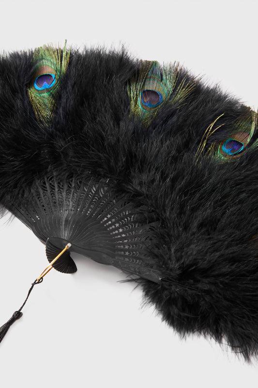 Handheld Marabou Feather Vintage Fan