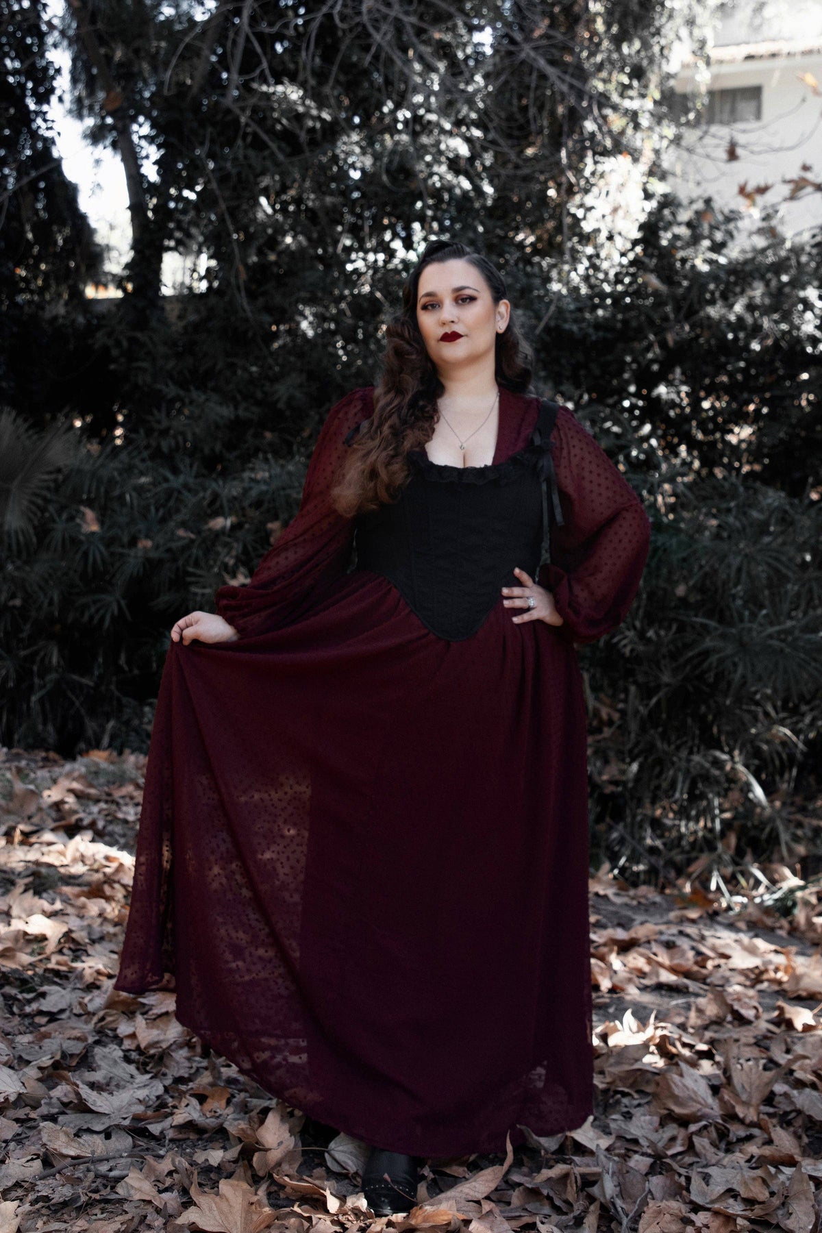 Eclipse Dress in Burgundy by Lively Ghosts