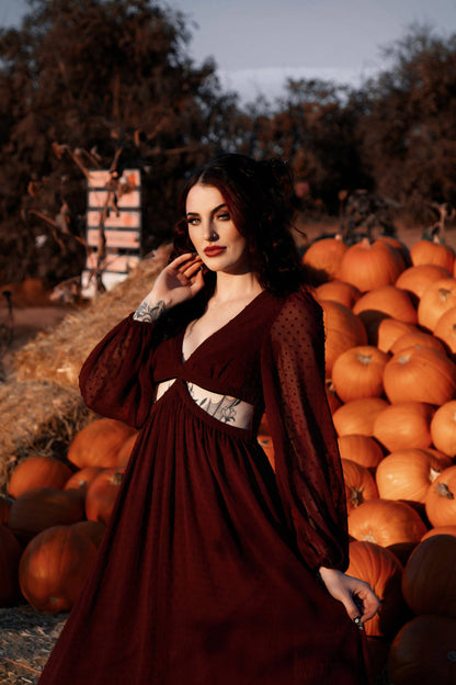 Eclipse Dress in Burgundy by Lively Ghosts