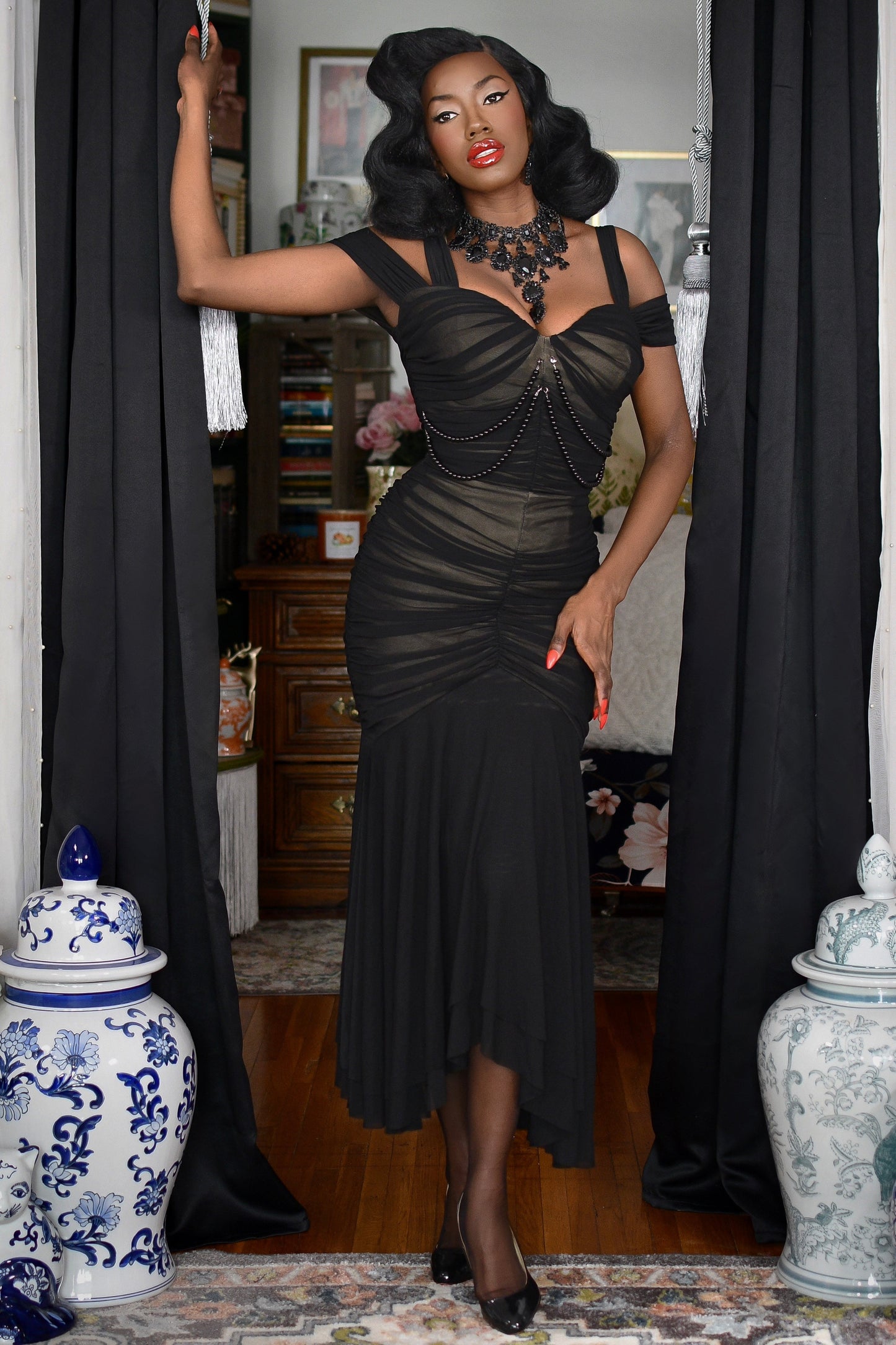 Mummy Ruched Illusion Dress by Weasel Wear