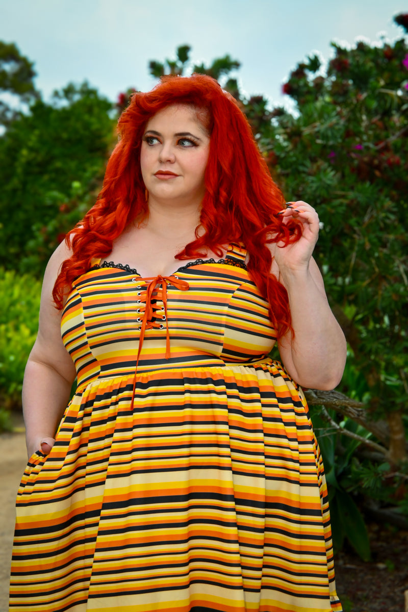 Heidi Swing Dress in Candy Corn Stripe