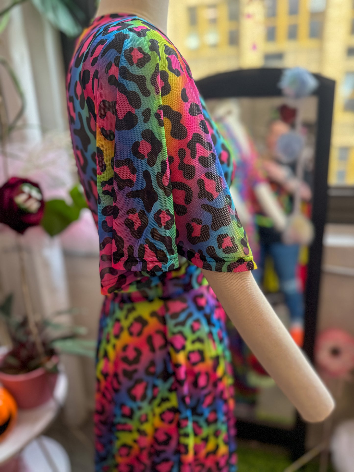 *PRE ORDER* Lydia Wrap Dress in Rainbow Leopard Mesh