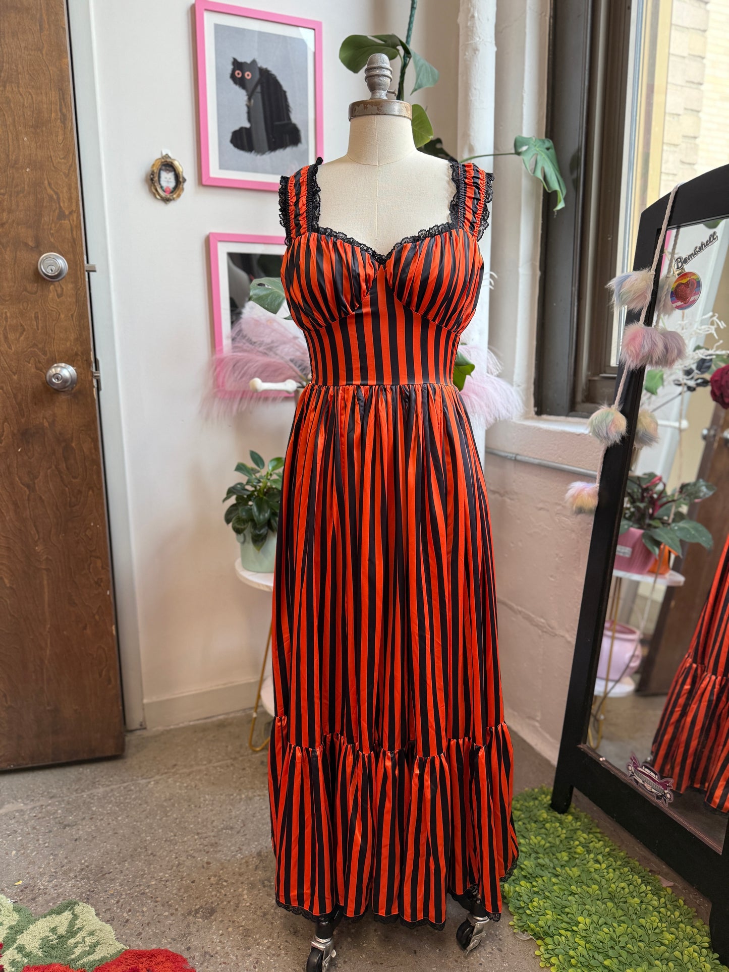 Cosette Maxi Dress in Halloween Stripe