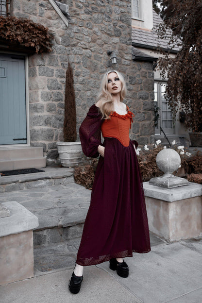 Eclipse Dress in Burgundy by Lively Ghosts