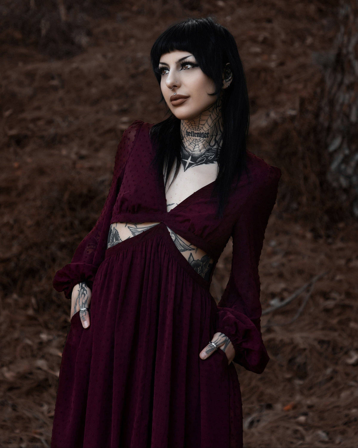 Eclipse Dress in Burgundy by Lively Ghosts