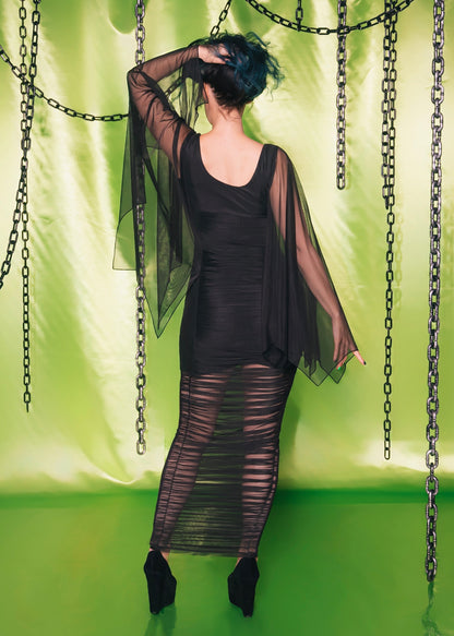 Heather Ruched Cape Wiggle by Weasel Wear