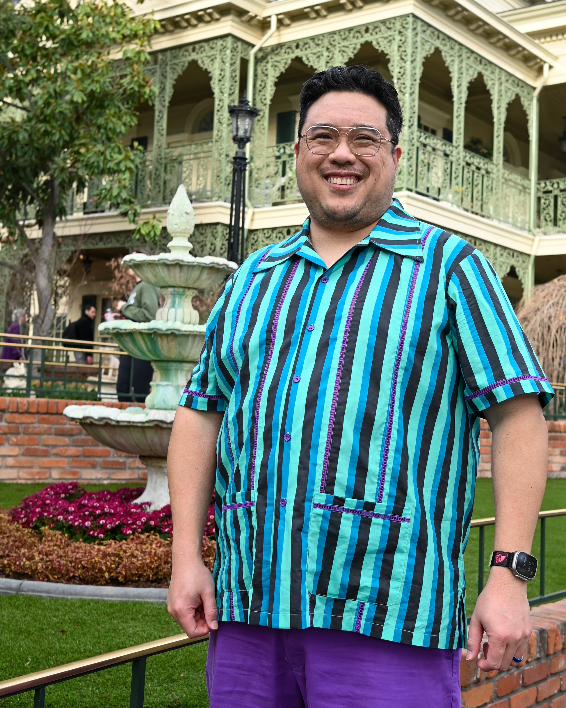  Men's Haunted House Stripe Cocktail Shirt Haunted Mansion