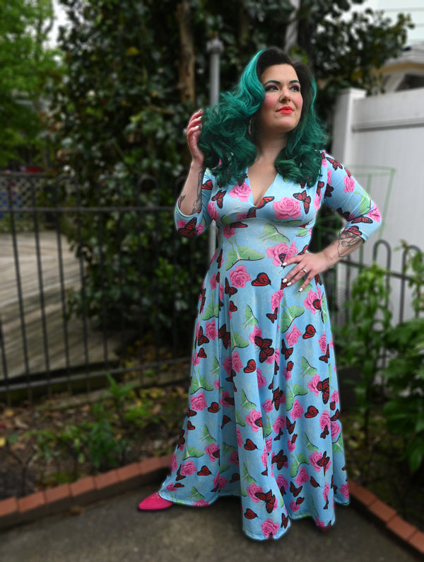 Raquel 3/4 Sleeve Victorian Arboretum Maxi dress
