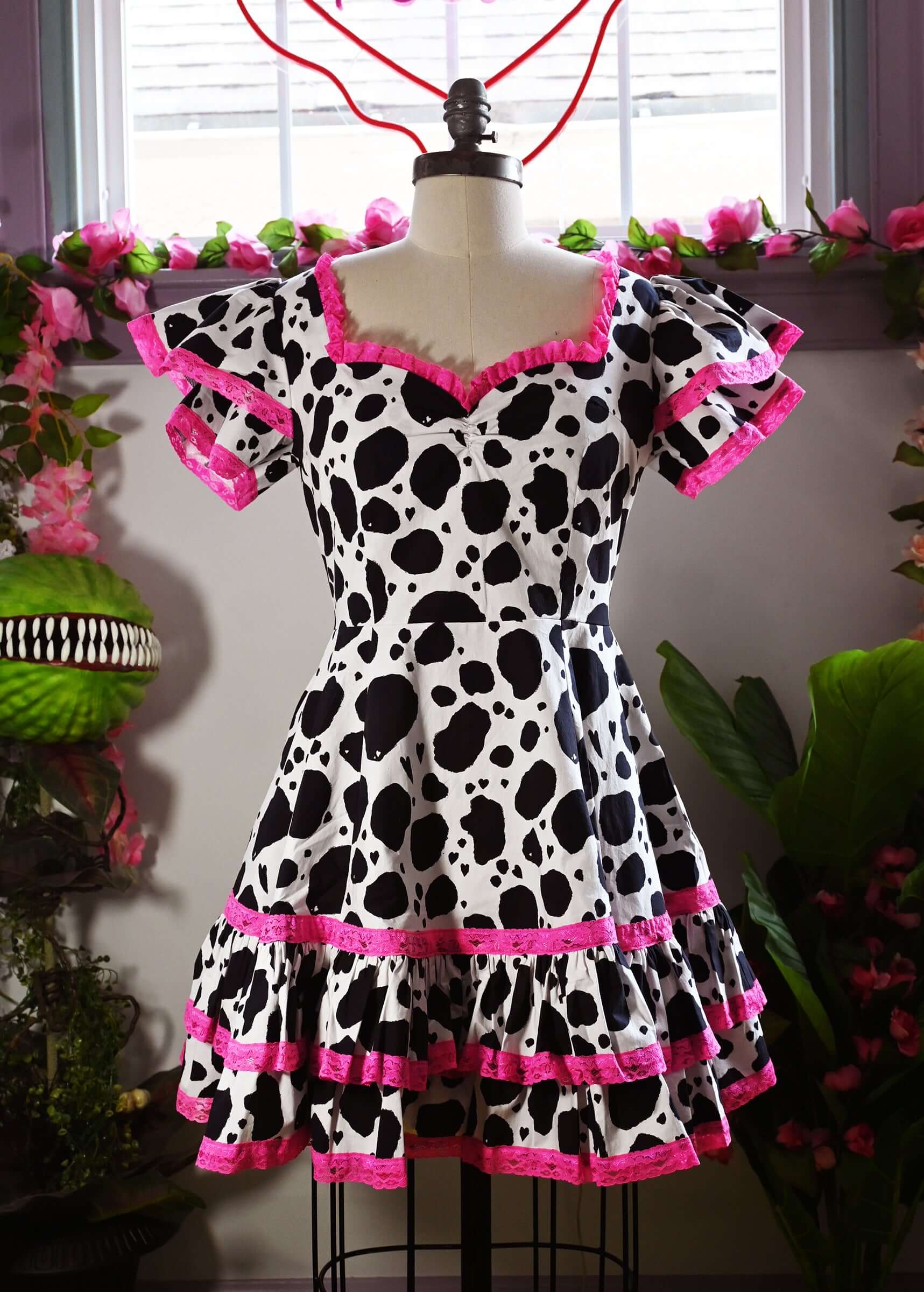 Pink cow print dress hotsell