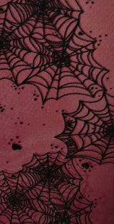 oxblood spiderweb flocked mesh print