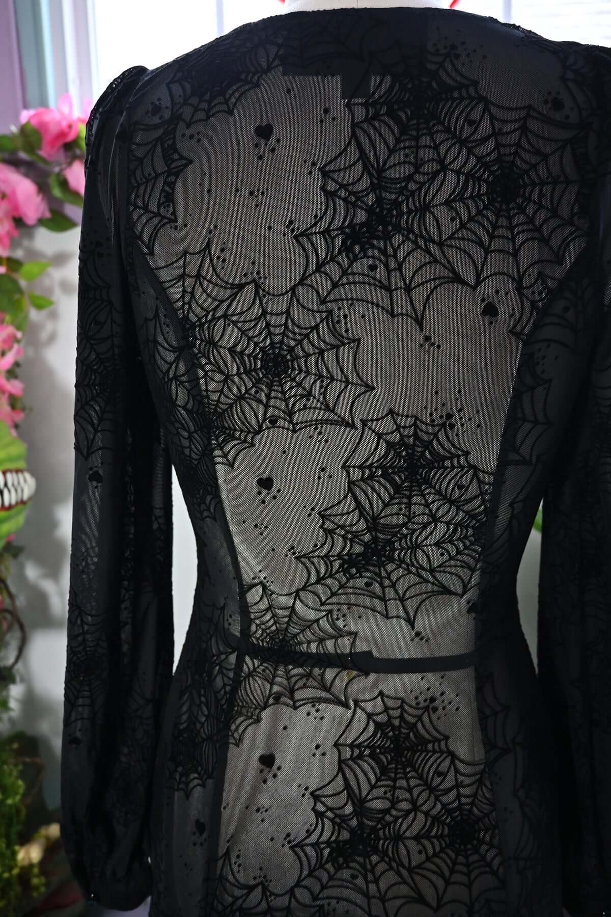 Black Penny Maxi dress with Flocked Spiderwebs Black Penny Maxi dress with Flocked Spiderwebs