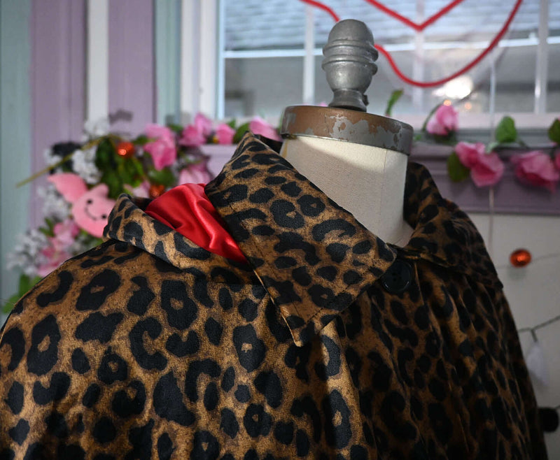 WAX POETIC FLORENCE HOODED CAPE IN LEOPARD VELVET