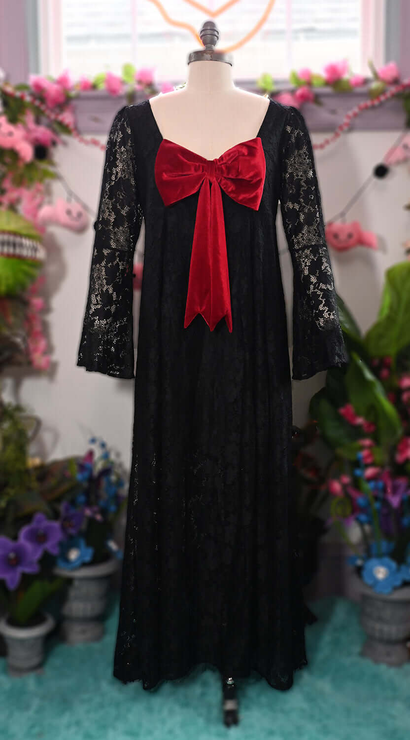Priscilla 60's Bell Sleeve Lace Maxi Dress in Black, S Priscilla 60's Bell Sleeve Lace Maxi Dress in Black, S