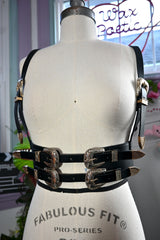 Faux Leather Harness with Western Filigree Buckle Details