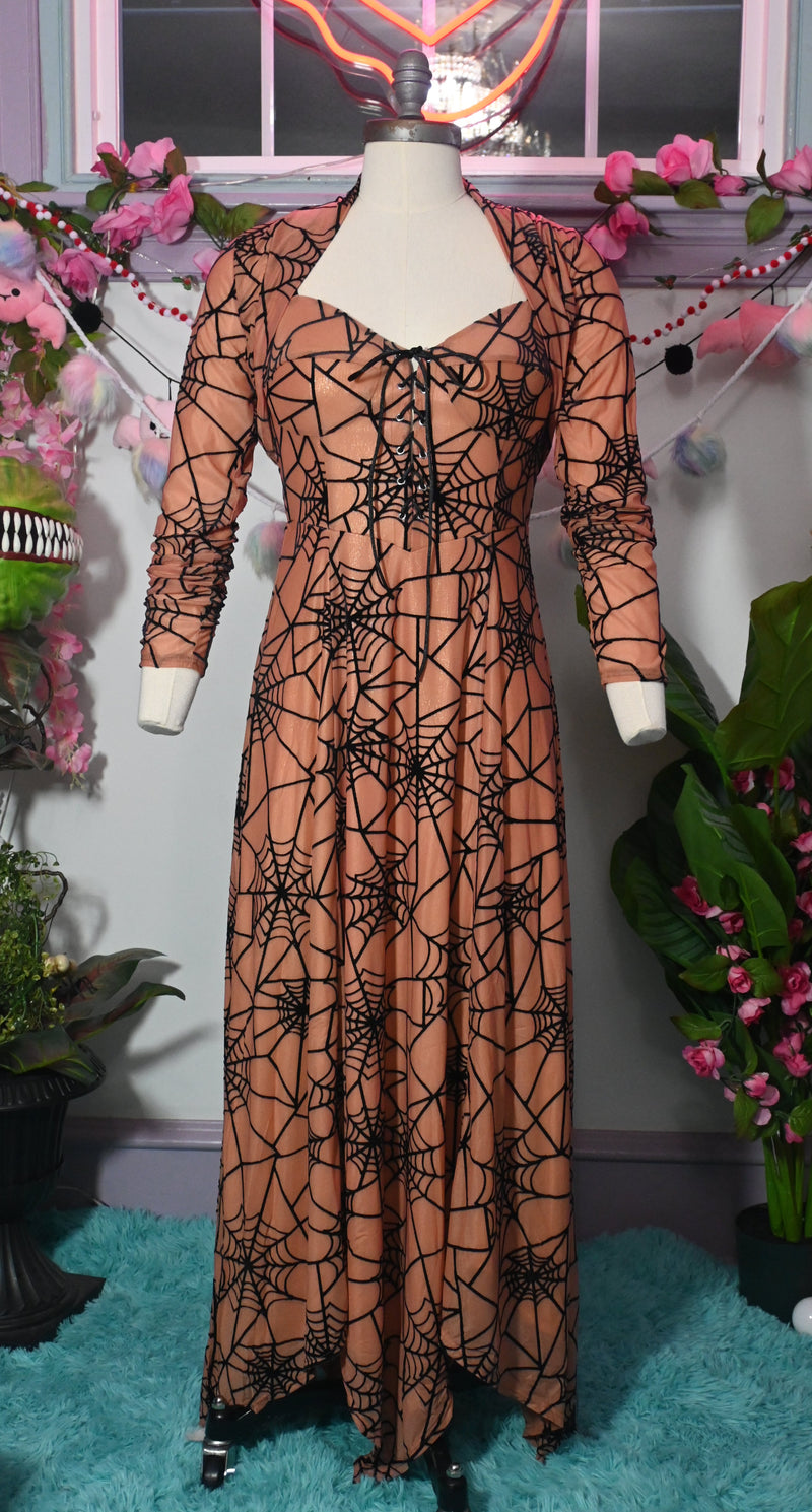 Willow Spiderweb Maxi Dress and Bolero in Vintage Peach