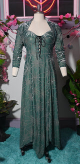 Willow Spiderweb Maxi Dress and Bolero in Mermaid Green