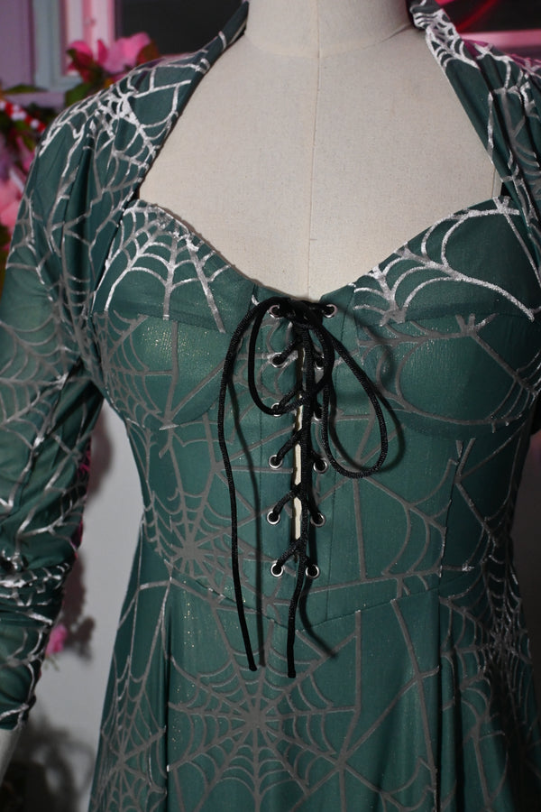 Willow Spiderweb Maxi Dress and Bolero in Mermaid Green