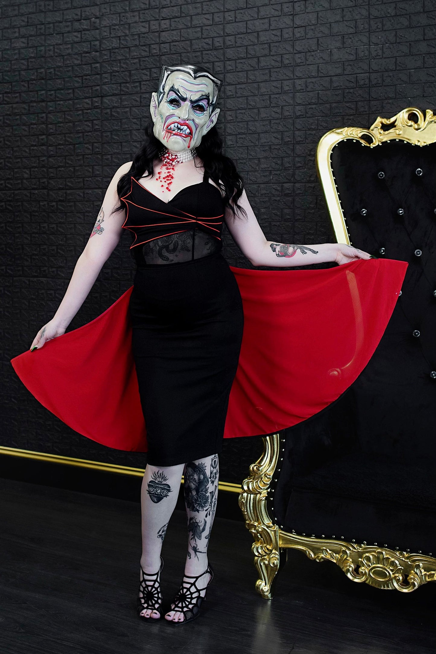 Weasel Wear Drac Bat Wing and Cape Wiggle Dress