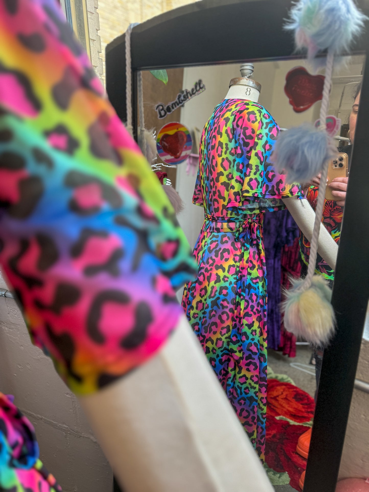*PRE ORDER* Lydia Wrap Dress in Rainbow Leopard Mesh