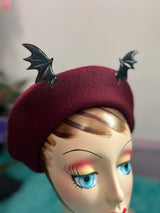 Burgundy Wool Felt Batty Beret from Blessed By Lilith