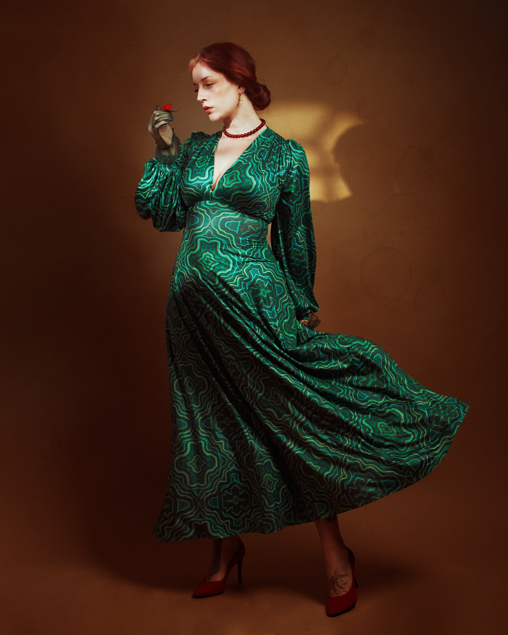 *PRE ORDER* Raquel Maxi Dress with Bishop Sleeves in Malachite Kaleidoscope Print 3XL *PRE ORDER* Raquel Maxi Dress with Bishop Sleeves in Malachite Kaleidoscope Print 3XL
