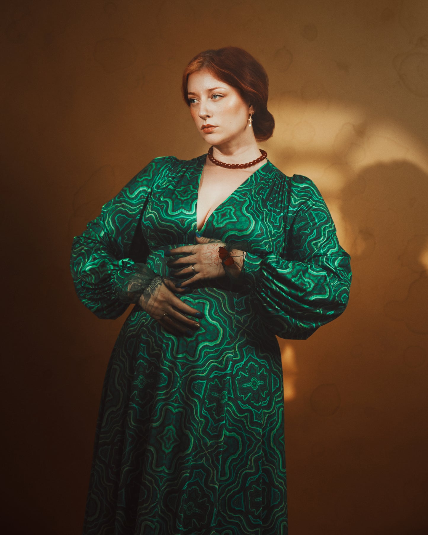 *PRE ORDER* Raquel Maxi Dress with Bishop Sleeves in Malachite Kaleidoscope Print 3XL *PRE ORDER* Raquel Maxi Dress with Bishop Sleeves in Malachite Kaleidoscope Print 3XL