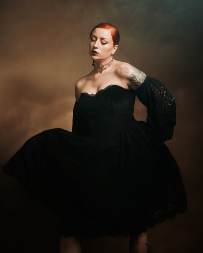 *PRE ORDER* Catherine Off-Shoulder Dress in Black Lace