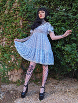 Raven Dress in Ice Queen of Halloween Flocked Sparkle Mesh