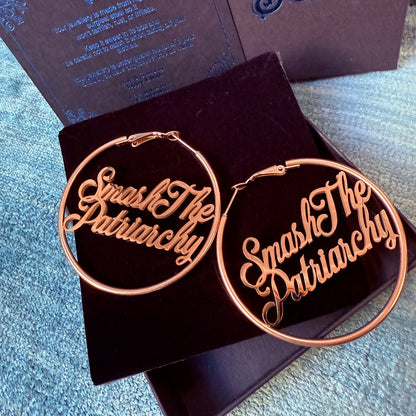 Smash the Patriarchy Hoops by Topple and Burn