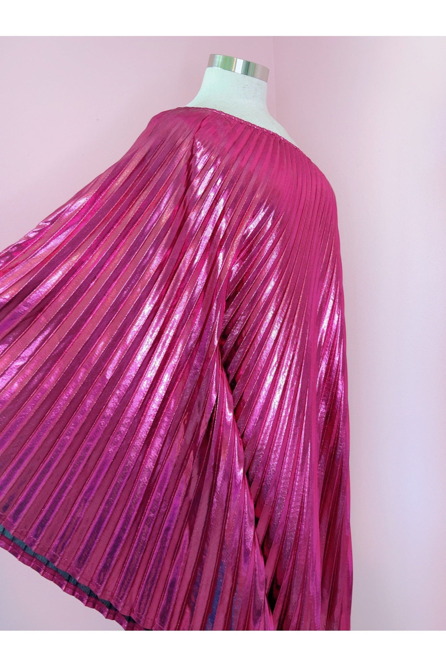 Audrey K Designs Vibrant Pink Metallic One Shoulder Designer Dress
