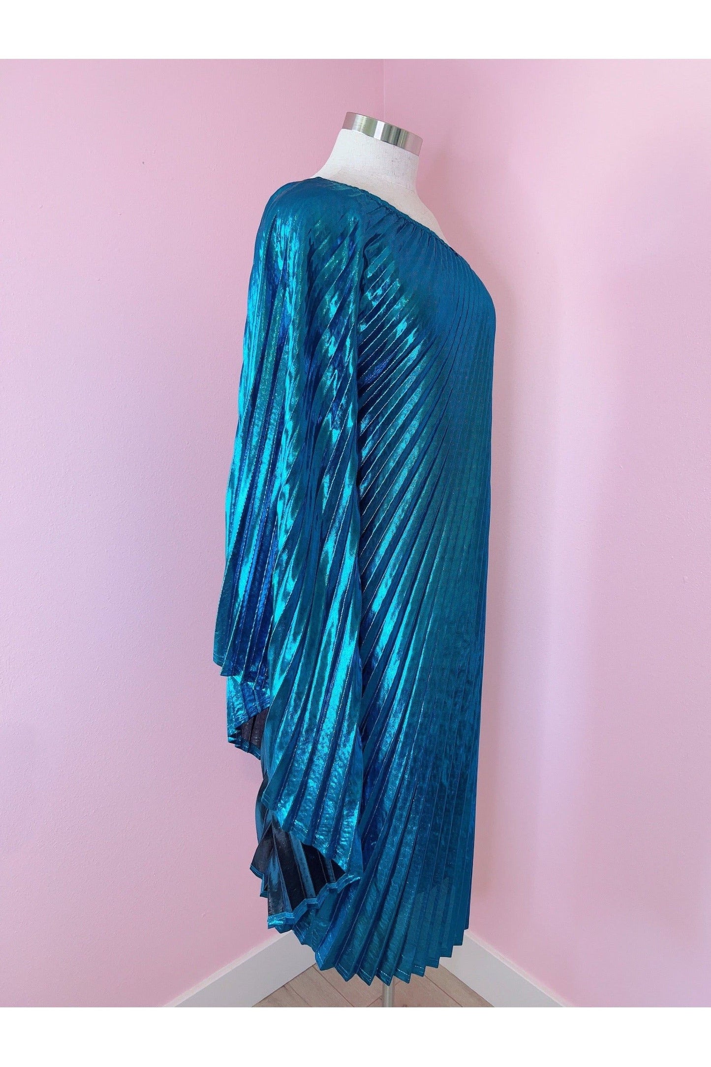 Audrey K Designs Vibrant Blue Metallic One Shoulder Designer Dress