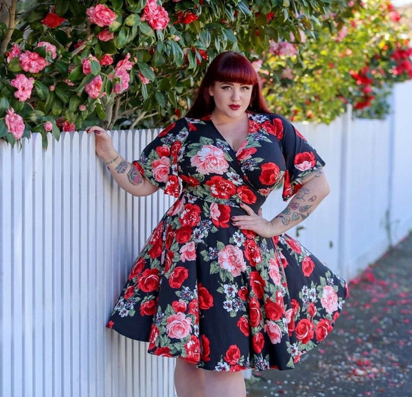 Aurora Wrap Dress in Rose Bouquet Print