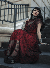 Mina Dress in Crimson Ink Mesh