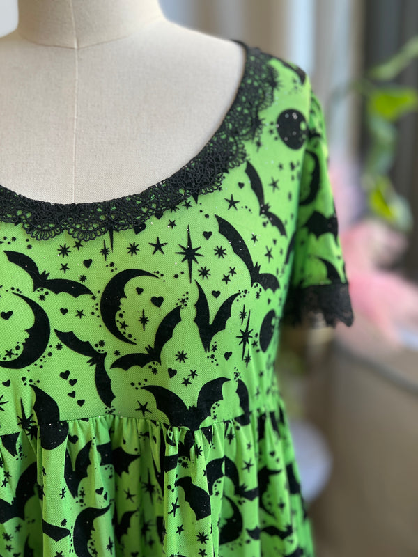 Raven Dress in Monster Green Queen of Halloween Print