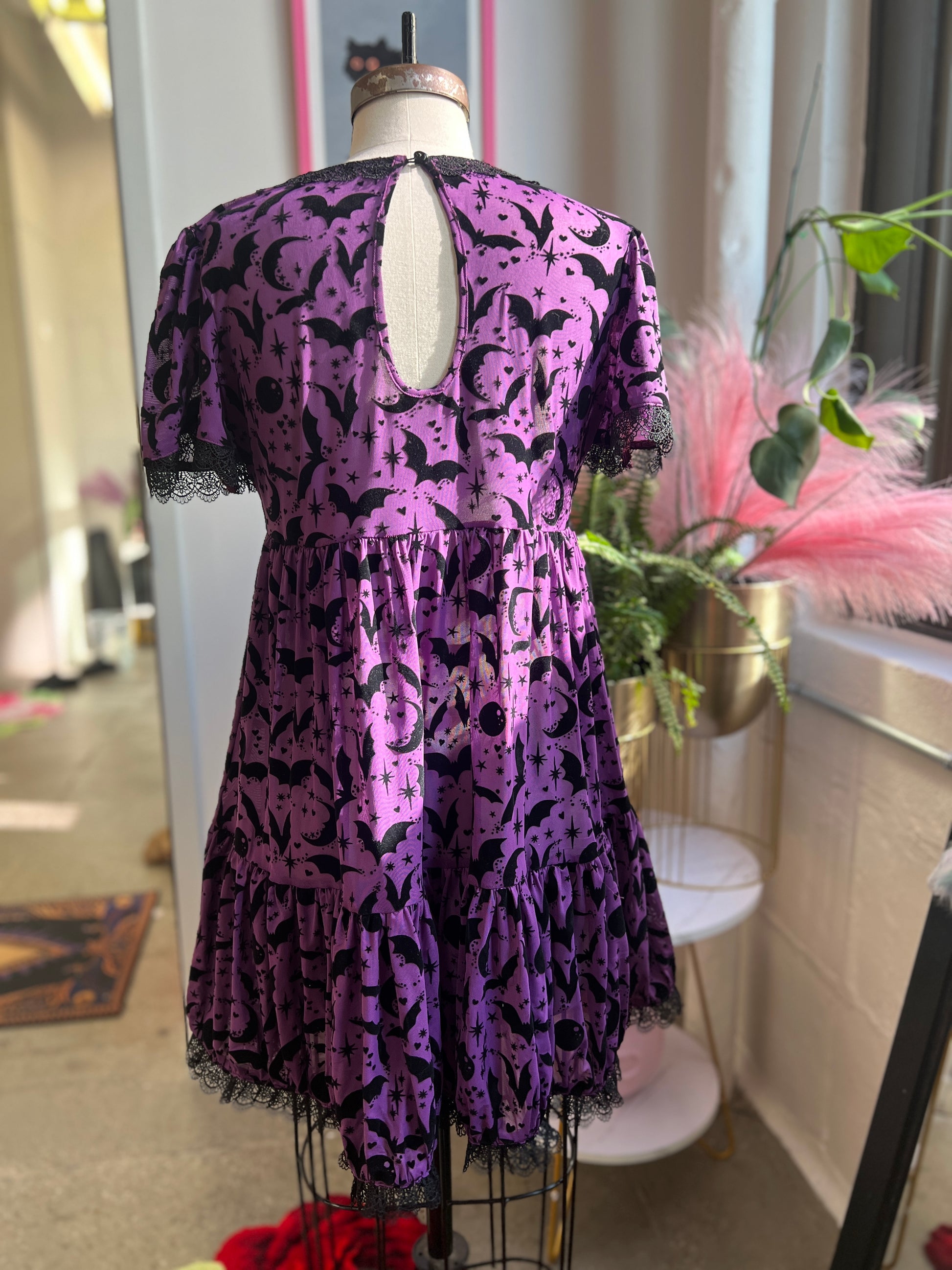 purple babydoll dress Raven Dress in Potion Purple Queen of Halloween Print