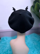 Black Wool Felt Batty Beret from Blessed By Lilith