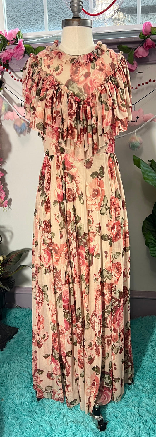 Mina Taupe Floral Dress SAMPLE SIZE M