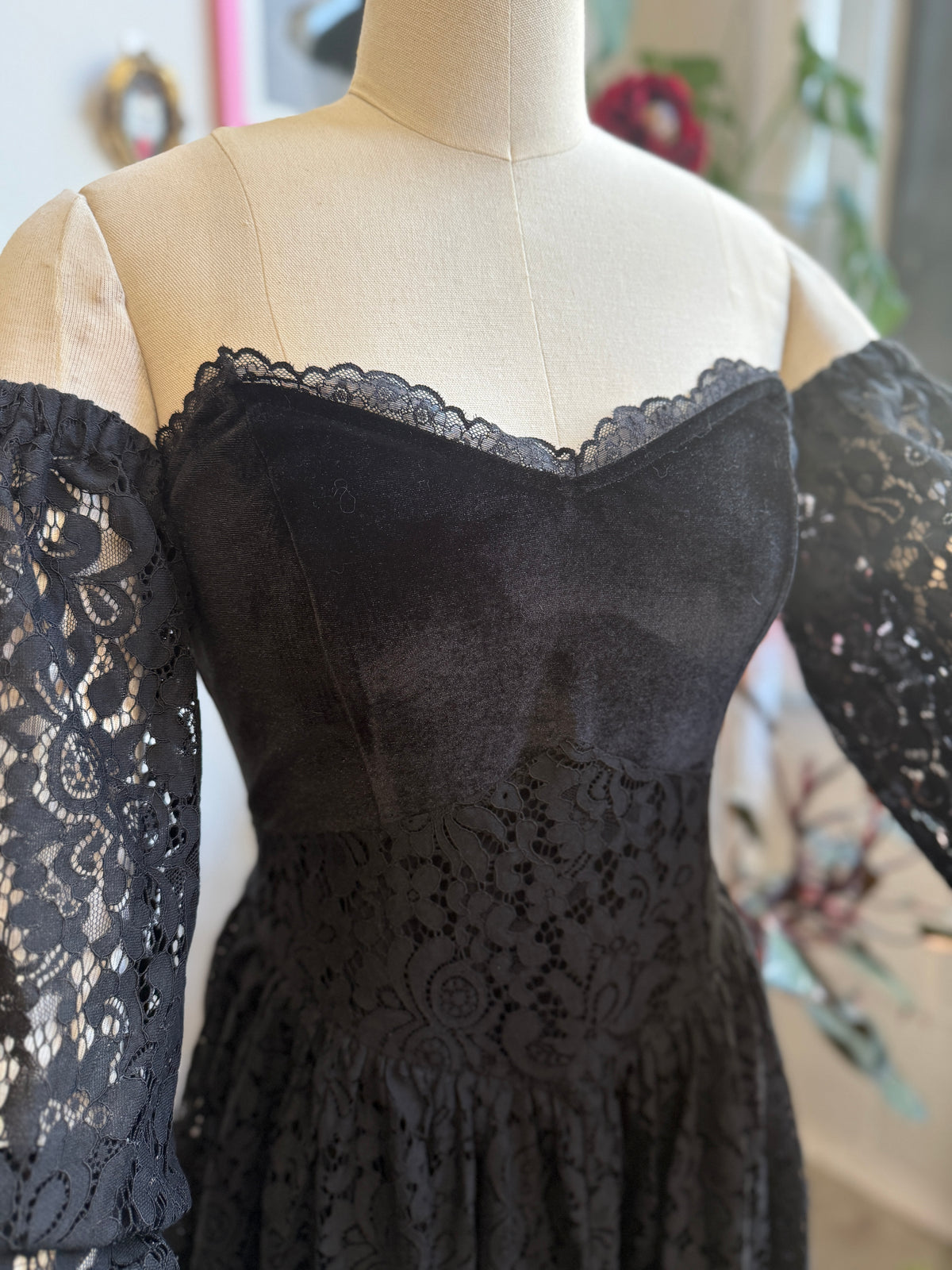 *PRE ORDER* Catherine Off-Shoulder Dress in Black Lace
